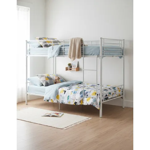 Białe metalowe łóżko piętrowe 90x200 cm   Ligeo