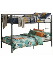 Czarne metalowe łóżko piętrowe 90x200 cm - Ligeo w sklepie Edinos.pl