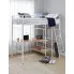 Białe metalowe łóżko z biurkiem i regałem 90x200 cm   Morgan