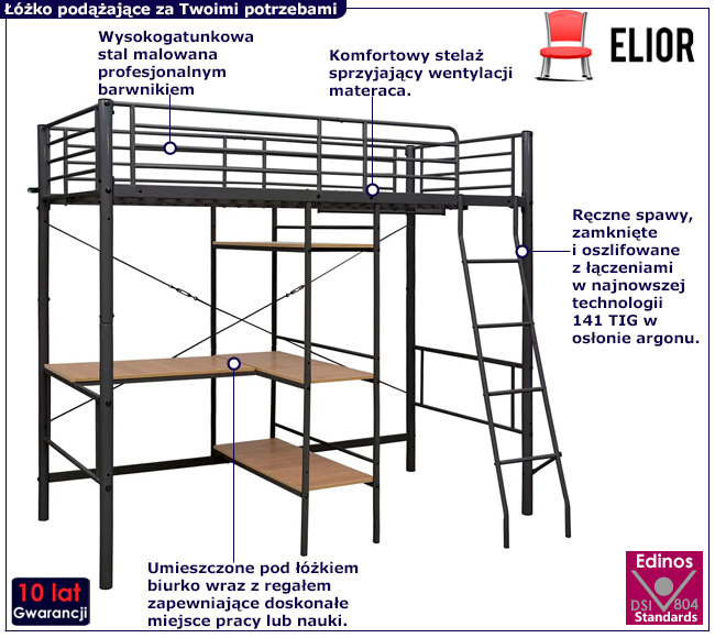szaro-brązowe łóżko piętrowe Morgan