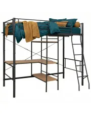 Szaro-brązowe łóżko piętrowe z biurkiem 90x200 cm - Morgan w sklepie Edinos.pl