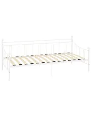 Białe metalowe łóżko jednoosobowe 90x200 cm - Lofi w sklepie Edinos.pl