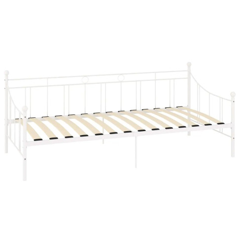 Białe łóżko metalowe Lofi