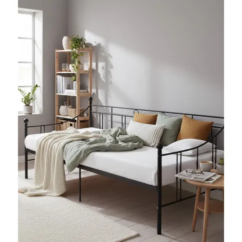 Czarne metalowe łóżko 90x200 cm   Heka