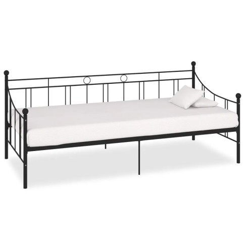 Czarne jednoosobowe łóżko metalowe Lofi