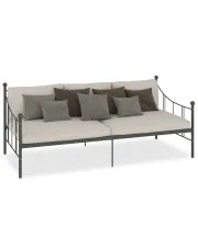 Szare metalowe łóżko jednoosobowe 90x200 cm - Heka w sklepie Edinos.pl