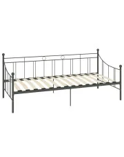 Szare metalowe łóżko jednoosobowe 90x200 cm - Lofi