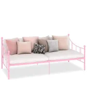Różowe metalowe łóżko pojedyncze 90x200 cm - Heka w sklepie Edinos.pl