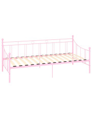 Różowe metalowe łóżko pojedyncze 90x200 cm - Lofi w sklepie Edinos.pl