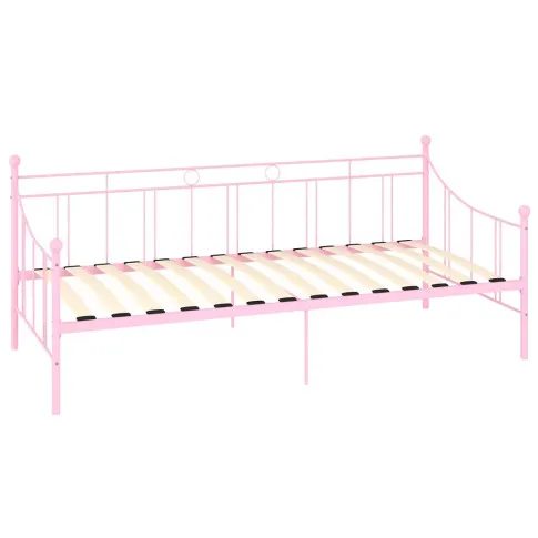 Różowe metalowe łóżko Lofi