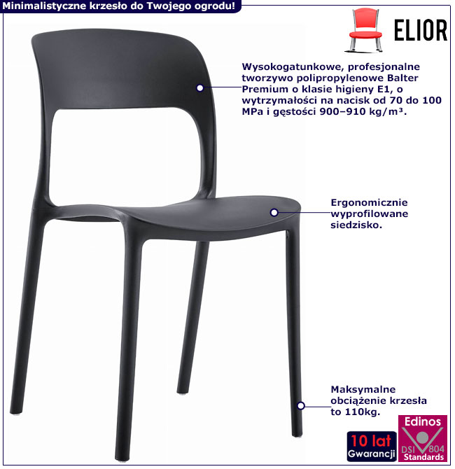 Czarne minimalistyczne krzesło Vagi