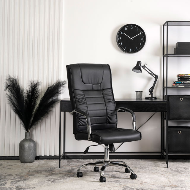 Czarny nowoczesny fotel gabinetowy ze skóry ekologicznej Otir