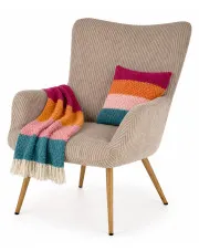 Popielaty tapicerowany fotel uszak - Koneris w sklepie Edinos.pl