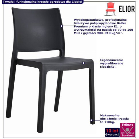 Czarne minimalistyczne krzesło Guni