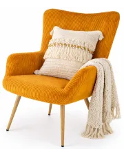 Musztardowy skandynawski fotel uszak - Koneris w sklepie Edinos.pl