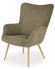 Oliwkowy fotel uszak w stylu skandi  - Costes