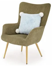 Oliwkowy fotel uszak w stylu skandi  - Koneris w sklepie Edinos.pl
