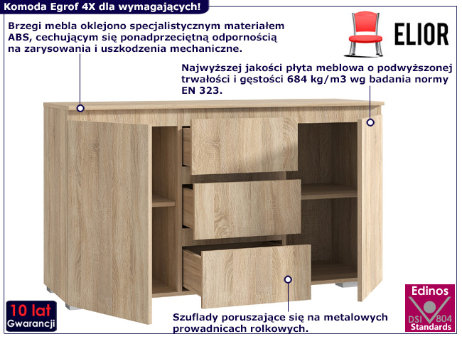 Komoda 120 cm Elsinor 4X dąb sonoma