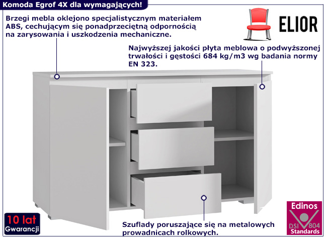 Komoda 120 cm Egrof 4X kolor biały