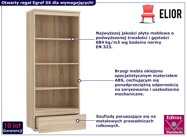 Zamykany regał Elsinor 5X dąb sonoma