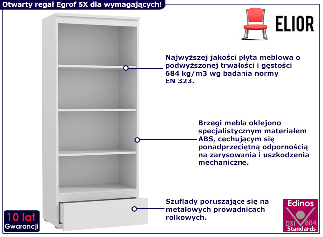 Otwarty regał Elsinor 5X kolor biały