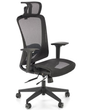 Czarny ergonomiczny obrotowy wentylowany fotel zgodny z rozporządzeniem MR i PS z 2023r biurowy - Armur w sklepie Edinos.pl
