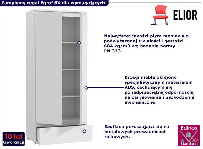 Zamykany regał Egrof 6X kolor biały