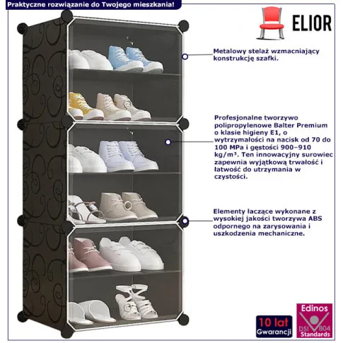 Fotografia Szafka na buty do garderoby w stylu nowoczesnym - Gavina 3X z kategorii Garderoba