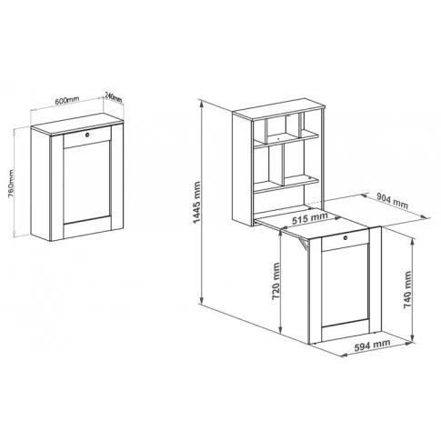Szczegółowe zdjęcie nr 6 produktu Białe małe biurko komputerowe składane - Fires