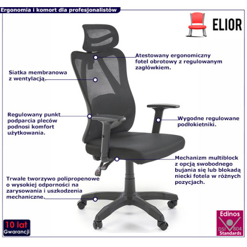 ergonomiczny biurowy fotel Kylian