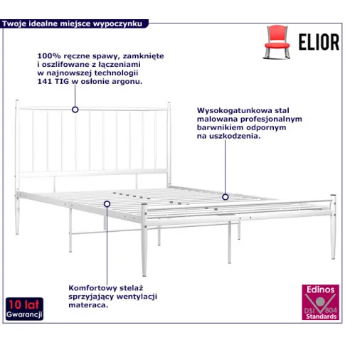 Białe łóżko z metalu Aresti