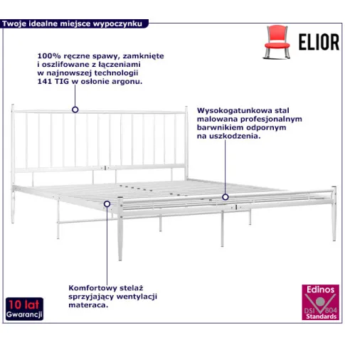 Białe industrialne łózko metalowe Aresti