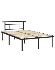 Czarne metalowe łóżko z zagłówkiem 120x200 cm - Mervex w sklepie Edinos.pl
