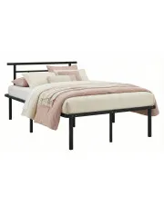 Czarne metalowe łóżko z zagłówkiem 120x200 cm - Nikel w sklepie Edinos.pl