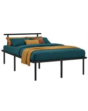 Czarne metalowe łóżko małżeńskie 140x200 cm - Nikel w sklepie Edinos.pl