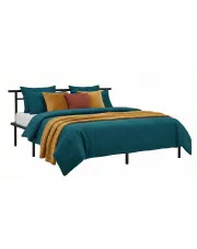 Czarne metalowe łóżko małżeńskie 160x200 cm - Nikel w sklepie Edinos.pl