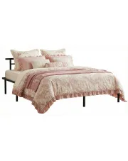 Czarne metalowe łóżko małżeńskie 200x200 cm - Nikel w sklepie Edinos.pl