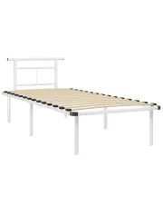 Metalowe łóżko pojedyncze w kolorze białym 90x200 cm - Mervex w sklepie Edinos.pl