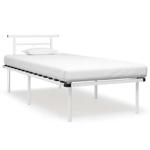 Białe metalowe łóżko Mervex