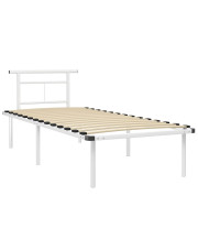 Białe metalowe łóżko z zagłówkiem 100x200 cm - Mervex
