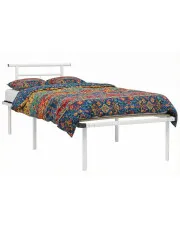 Białe metalowe łóżko z zagłówkiem 100x200 cm - Nikel w sklepie Edinos.pl