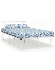 Białe loftowe łóżko z metalu 120x200 cm - Nikel w sklepie Edinos.pl