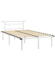 Białe metalowe łóżko małżeńskie 140x200 cm - Mervex