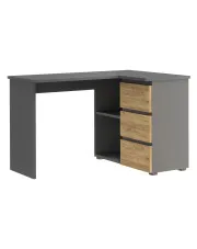 Klasyczne biurko dla dzieci narożne antracyt + dąb craft - Egrof 9X  w sklepie Edinos.pl