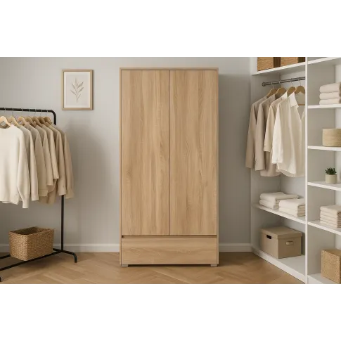 Klasyczna szafa z drążkiem i półkami dąb sonoma   Elsinor 10X