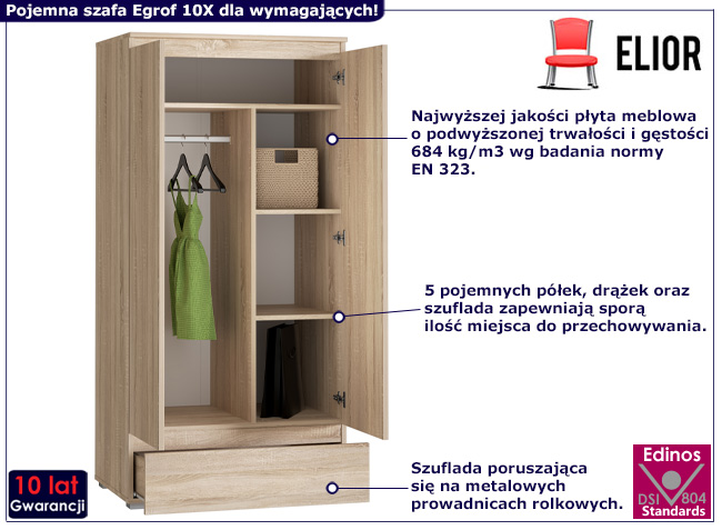 Szafa na ubrania Elsinor 10X dąb sonoma