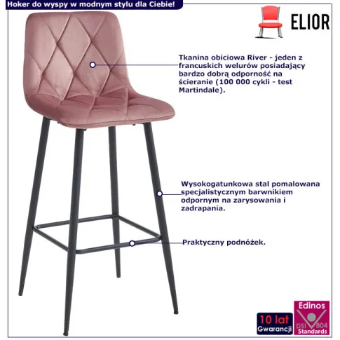 Ciemnoróżowy hoker kuchenny Efir