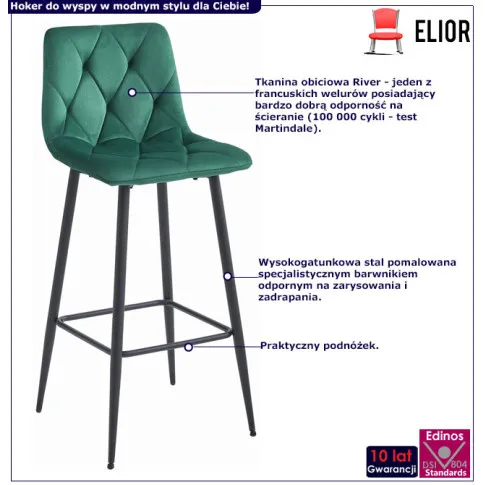 Ciemnozielony hoker welurowy z oparciem Efir