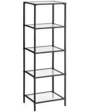 Czarny metalowy szklany regał z 5 półkami w stylu loft - Resso 3X w sklepie Edinos.pl