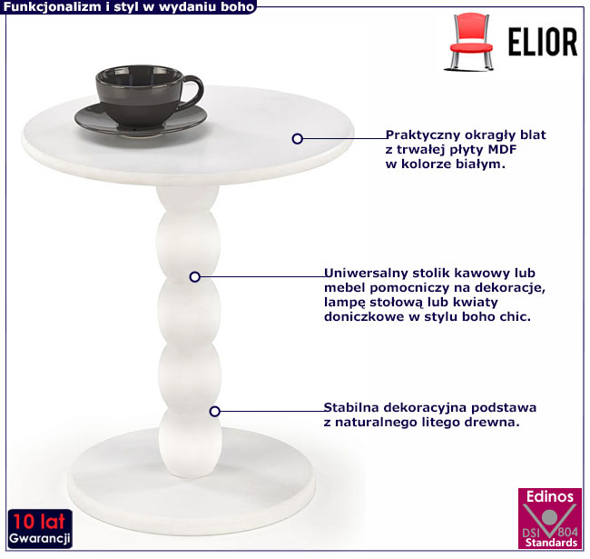 biały okrągły stolik kawowy Nebula